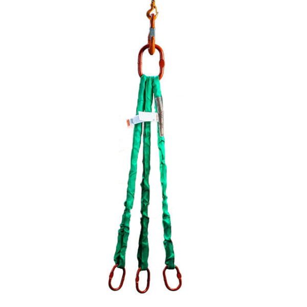 Goodsling Three Legs Lifting Webbing Sling Rigging 1T to 100 Ton With Lifting Rings and Swivel Cargo Hooks